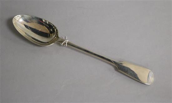 A late Victorian silver fiddle pattern basting spoon, Wakely & Wheeler, London, 1898, 4 oz.